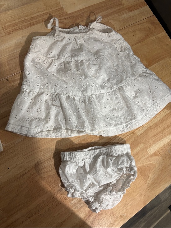 Rise Little Earthling Other - White Eyelet Diaper Cover Set for Baby - Classic White